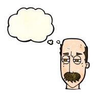 cartoon annoyed old man with thought bubble N22