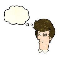 cartoon man with narrowed eyes thought bubble N4
