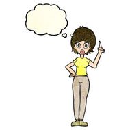 cartoon woman explaining her point with thought bubble N9