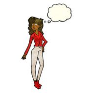 cartoon pretty woman with thought bubble N98