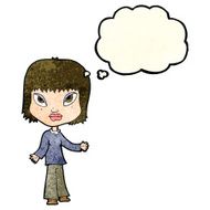 cartoon woman with open arms thought bubble N33