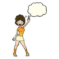 cartoon woman dancing with thought bubble N10
