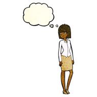 cartoon pretty businesswoman with thought bubble N4
