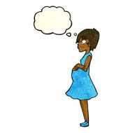 cartoon pregnant woman with thought bubble N7