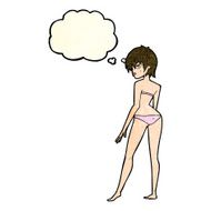 cartoon woman in bikini with thought bubble N18