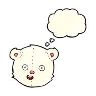 cartoon polar teddy bear head with thought bubble N2