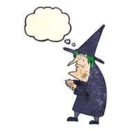 cartoon ugly old witch with thought bubble N3