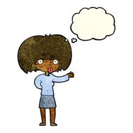cartoon woman gesturing with thought bubble N10