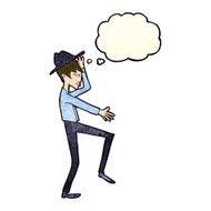 cartoon fashionable man with thought bubble N3