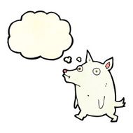 cartoon funny little dog with thought bubble N5