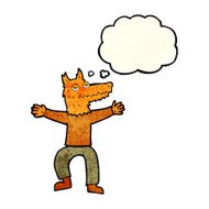 cartoon fox man with thought bubble N21
