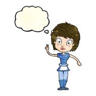 cartoon maid with thought bubble N14