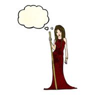 cartoon sorceress with thought bubble N4