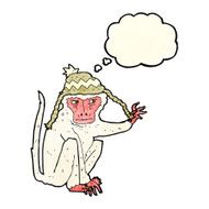 cartoon monkey wearing hat with thought bubble N2