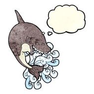cartoon shark with thought bubble N15