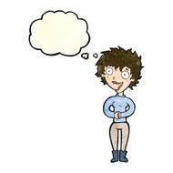 cartoon crazy excited woman with thought bubble N6