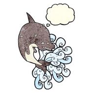 cartoon shark with thought bubble N16