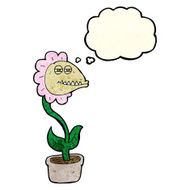 cartoon monster flower with thought bubble N4