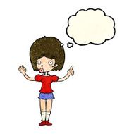 cartoon woman explaining her point with thought bubble N10