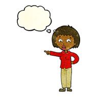 cartoon pointing woman with thought bubble N12