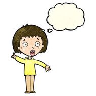 cartoon woman explaining her point with thought bubble N11