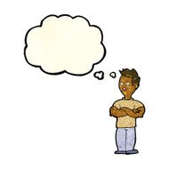 cartoon man with crossed arms thought bubble N11