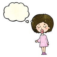 cartoon woman explaining her point with thought bubble N12