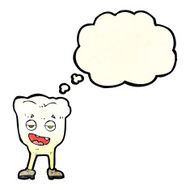cartoon tooth looking smug with thought bubble N5