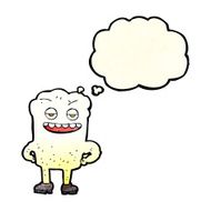cartoon tooth looking smug with thought bubble N6