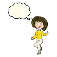 cartoon laughing woman with thought bubble N3