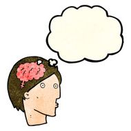 cartoon man with brain symbol thought bubble N8