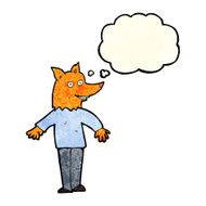 cartoon happy fox man with thought bubble N8