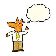 cartoon business fox with idea thought bubble N2