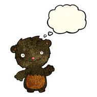cartoon waving black bear cub with thought bubble N18