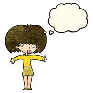 cartoon woman giving thumbs up symbol with thought bubble N22