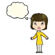 cartoon woman with open arms thought bubble N34