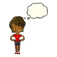 cartoon woman with hands on hips thought bubble N72