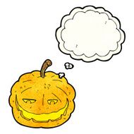 cartoon halloween pumpkin with thought bubble N7