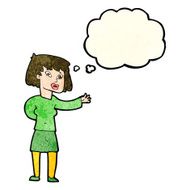 cartoon woman explaining with thought bubble N18