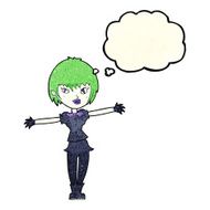 cartoon vampire girl with thought bubble N76