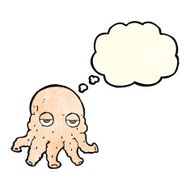 cartoon alien squid face with thought bubble N9