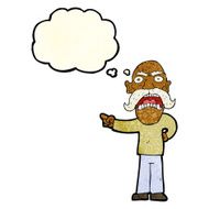 cartoon angry old man with thought bubble N48