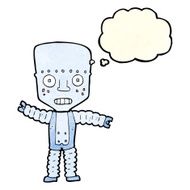 cartoon robot with thought bubble N47