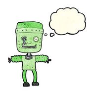 cartoon robot with thought bubble N48