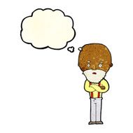 cartoon worried old man with thought bubble N8