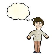 cartoon shocked man with thought bubble N36