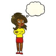 cartoon woman with folded arms thought bubble N11