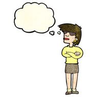 Cartoon Annoyed Woman With Thought Bubble N64