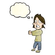 cartoon shocked man with thought bubble N38