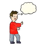 cartoon shocked man with thought bubble N39